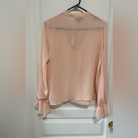 LUCY PARIS RUFFLED LONG SLEEVES CHIFFON NECK TIE IN LIGHT PEACH COLOUR SIZE S - Picture 5 of 8